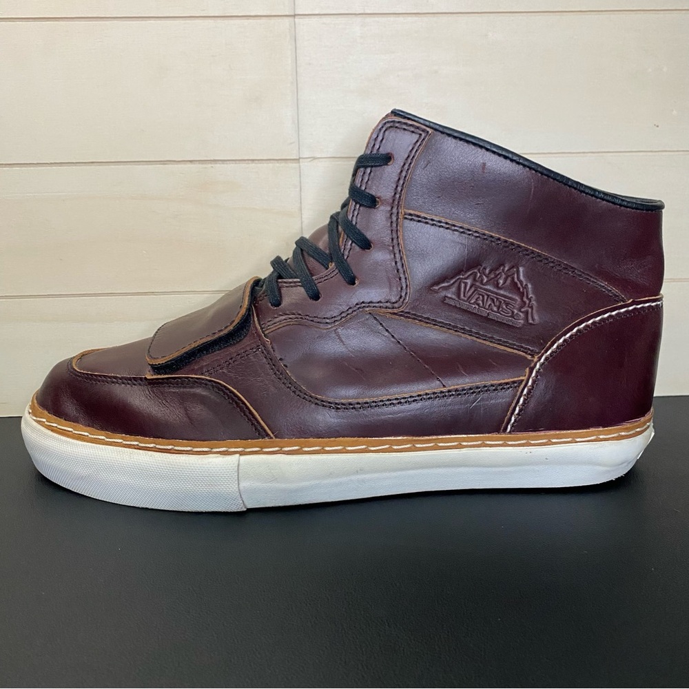 Vans Brown High-Top Sneakers Premium Leather Casual - Picture 4 of 12
